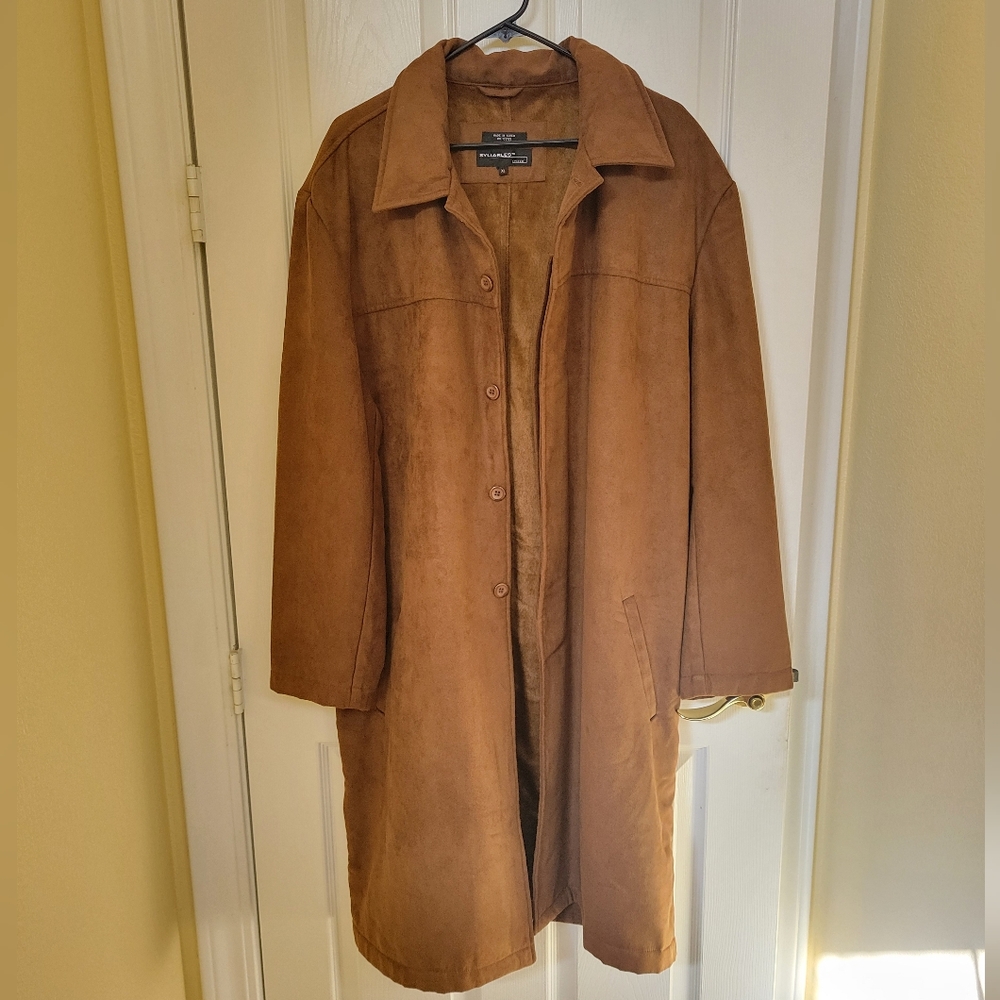 Long Brown Microsuede Coat